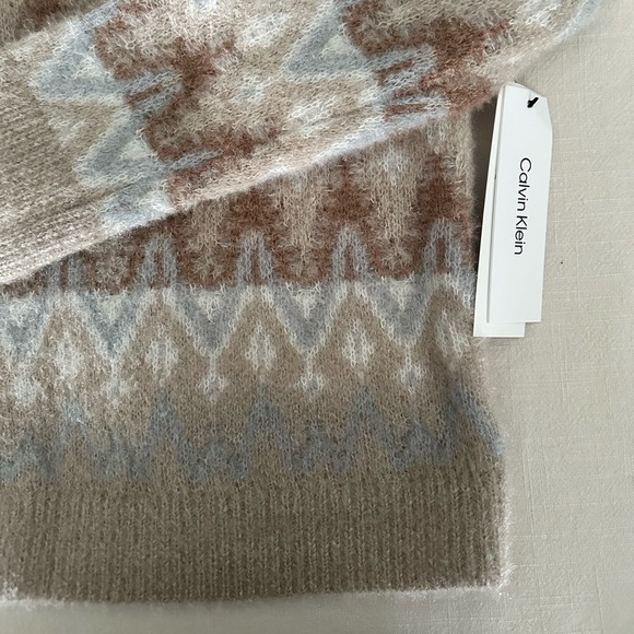 Calvin Klein Women’s Fair Isle Eyelash Long Sleeve Crewneck Sweater Size Small - Picture 4 of 8